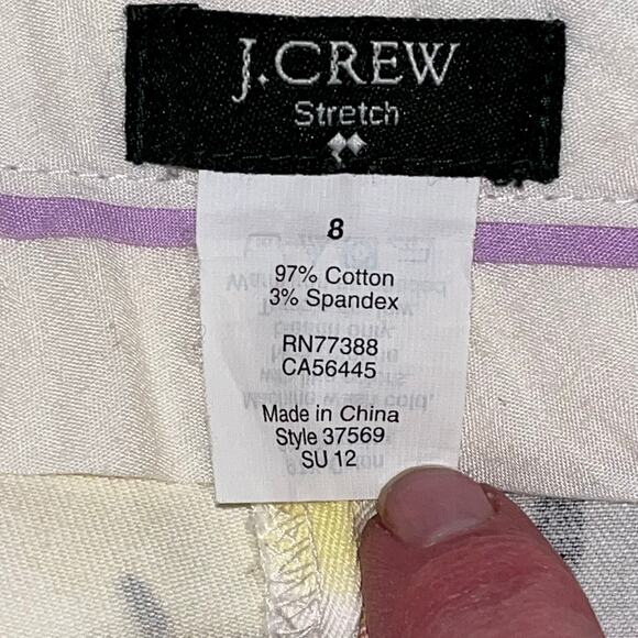 J.Crew Watercolor Floral Print Stretch Cotton Shorts Size 8 Style 37569 - Picture 3 of 5